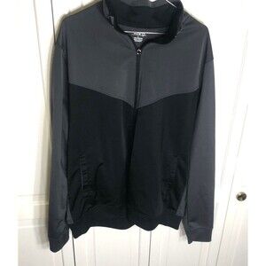 BCG Men's Large Full-Zip Track Jacket Black Gray Athletic Sportswear Coat